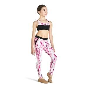 Kaia for Bloch Girls Pinktastic Printed Faux Pocket Dance Leggings Youth 10